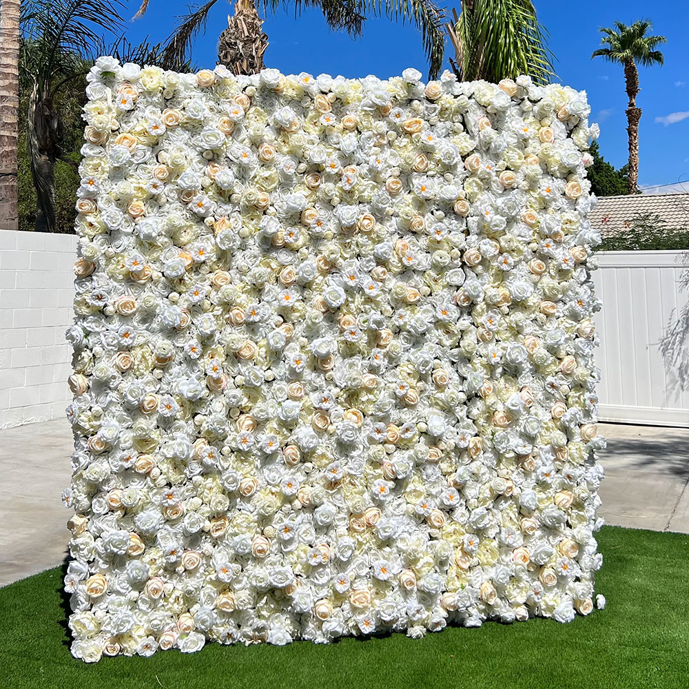Outdoor flower wall installation by Dancing Wallflowers